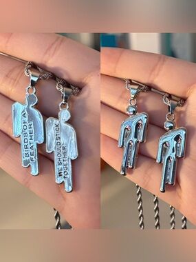Billie Eilish Blohsh Birds Of A Feather Silver Necklace Set